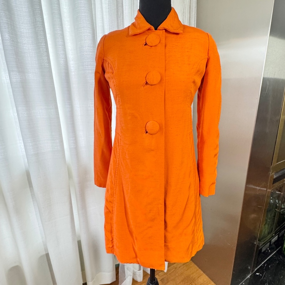 Vintage 60s mini dress with blazer set, pumpkin orange, business casual, 2 (S)